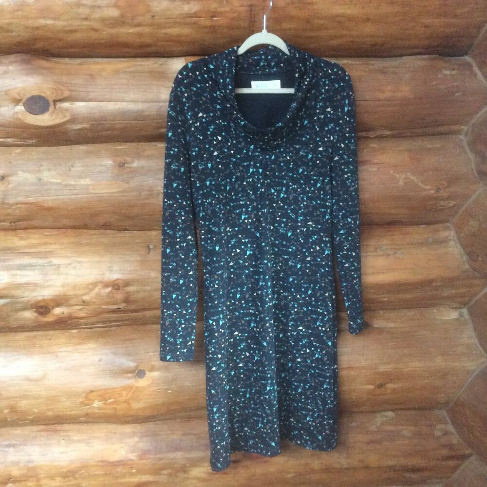 CARVE DESIGNS Deep Sea Hills Napa Playful Print Cowl Neck Dress Size Medium